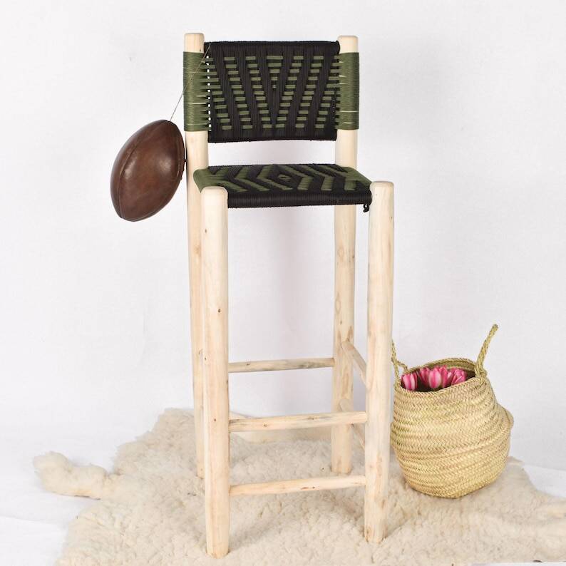 2 handmade Moroccan green stools