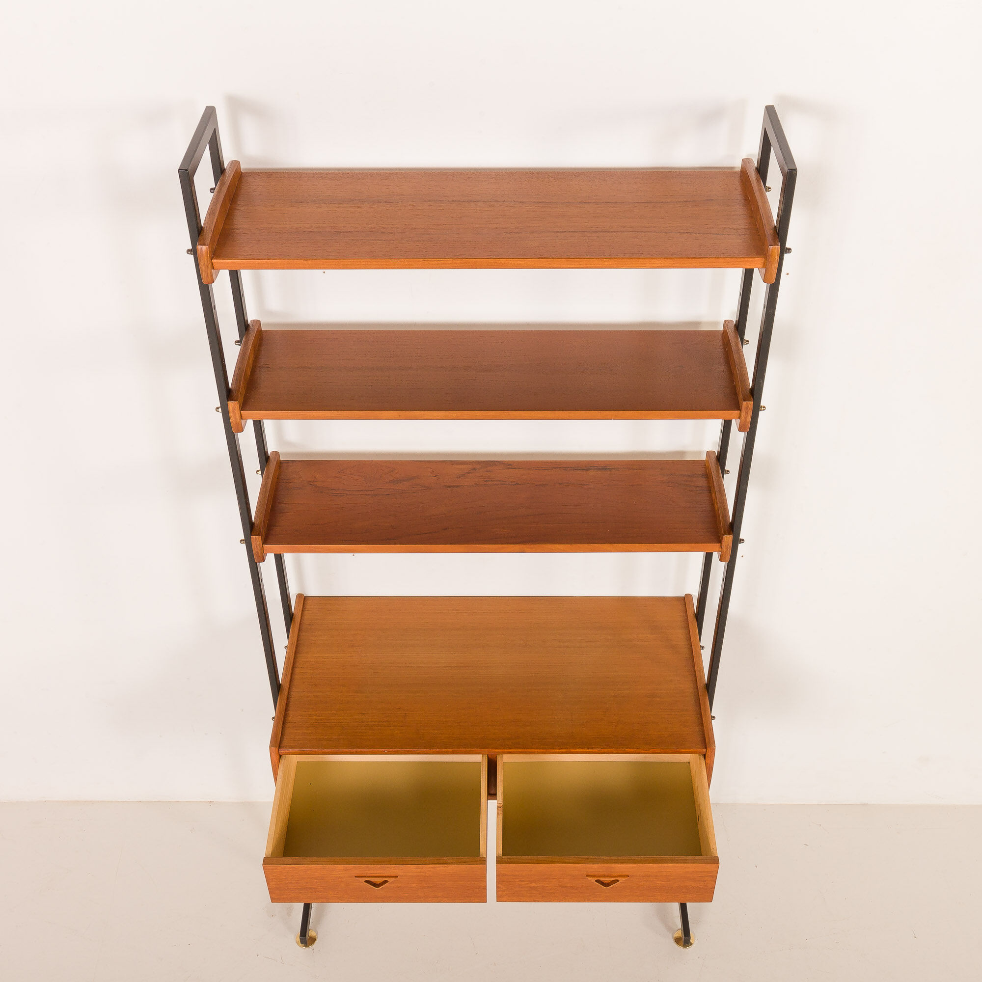 Italian mid-century desk shelving unit in teak, 1960s