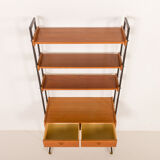 Italian mid-century desk shelving unit in teak, 1960s