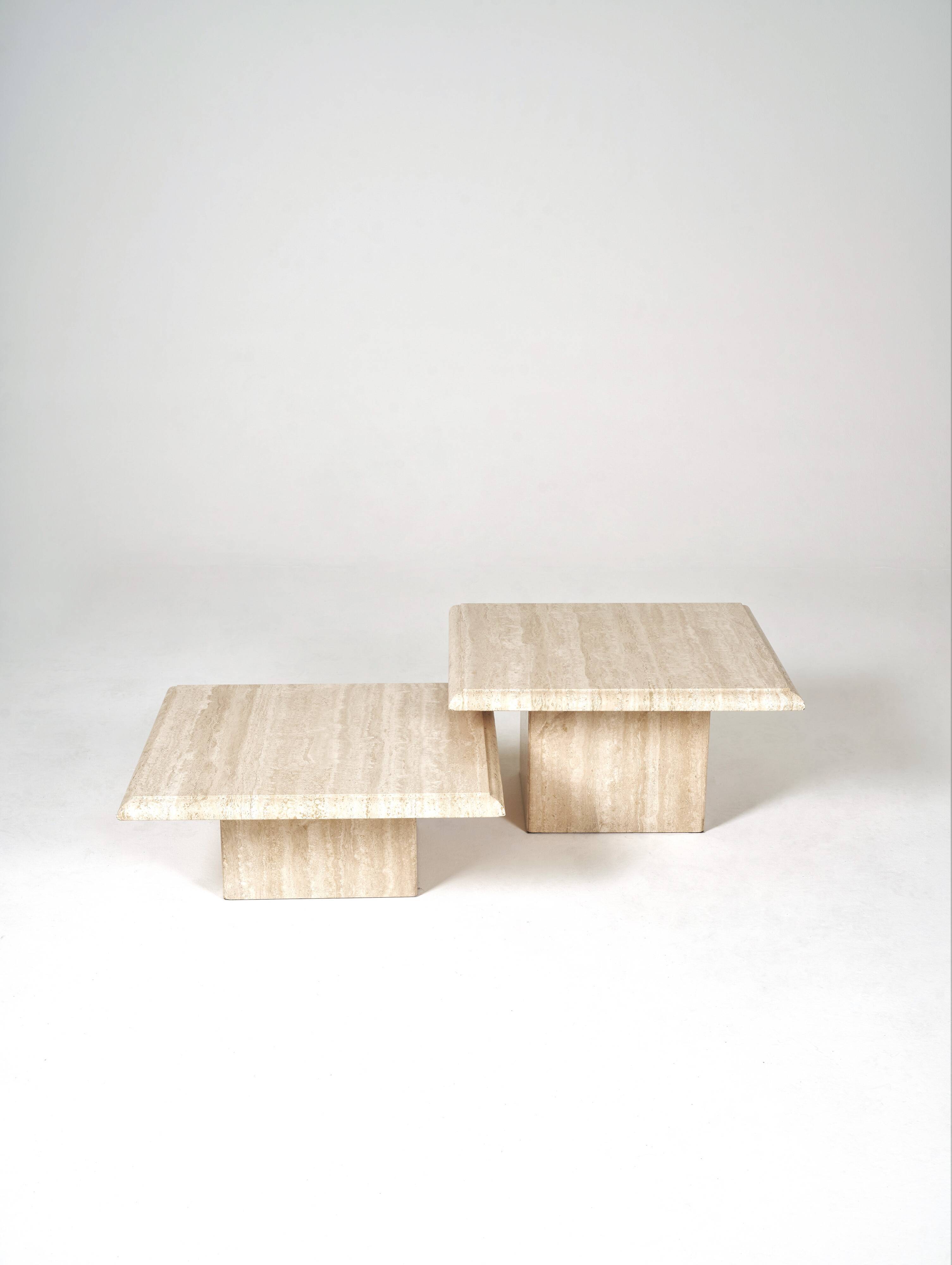 2 travertine coffee tables trundles