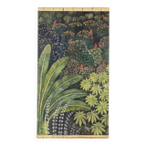 Painted canvas depicting birds in the savannah. Contemporary.