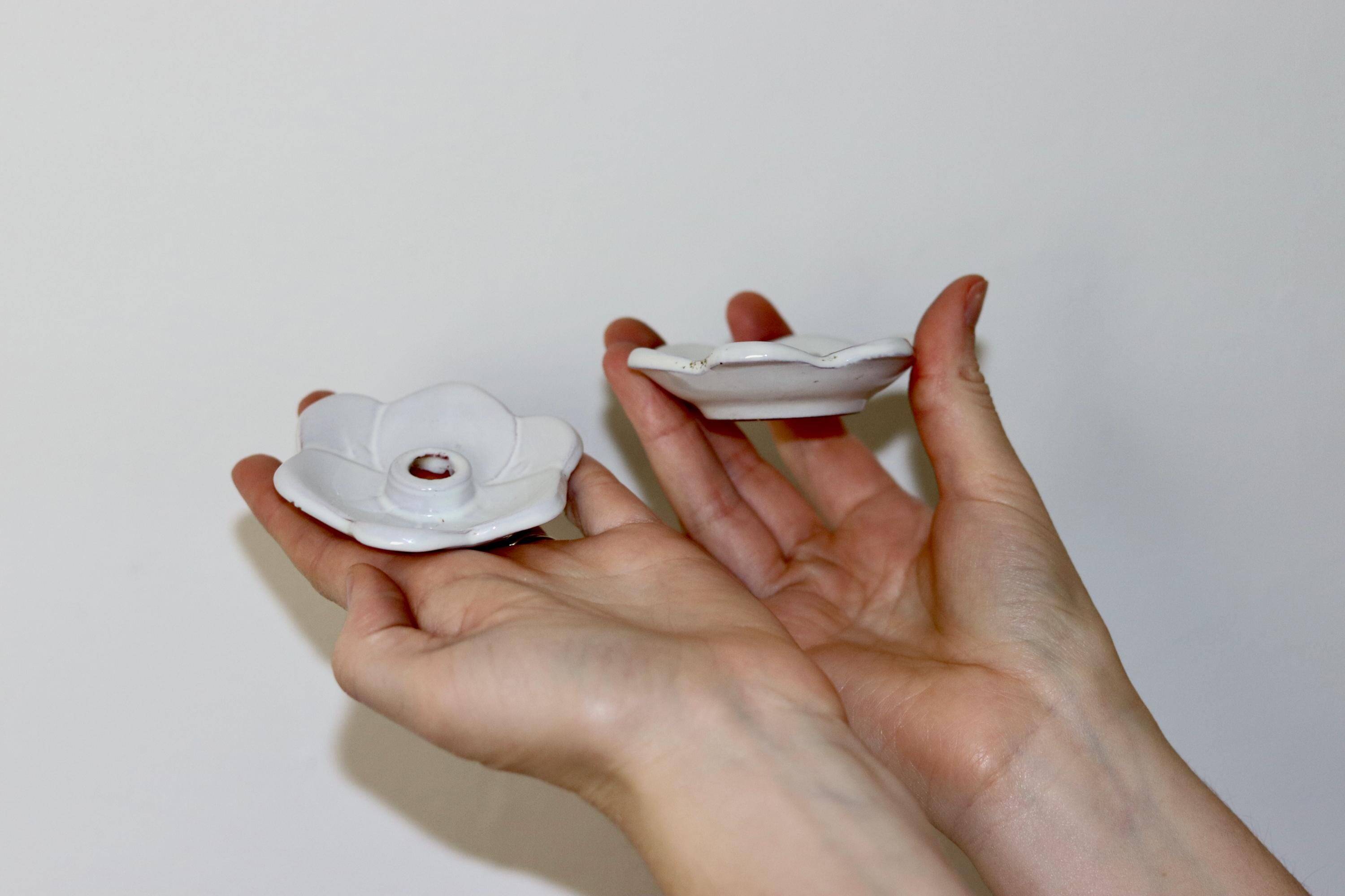 Pair of Swedish ceramic candlesticks from the mid-century by Bo Fajans.