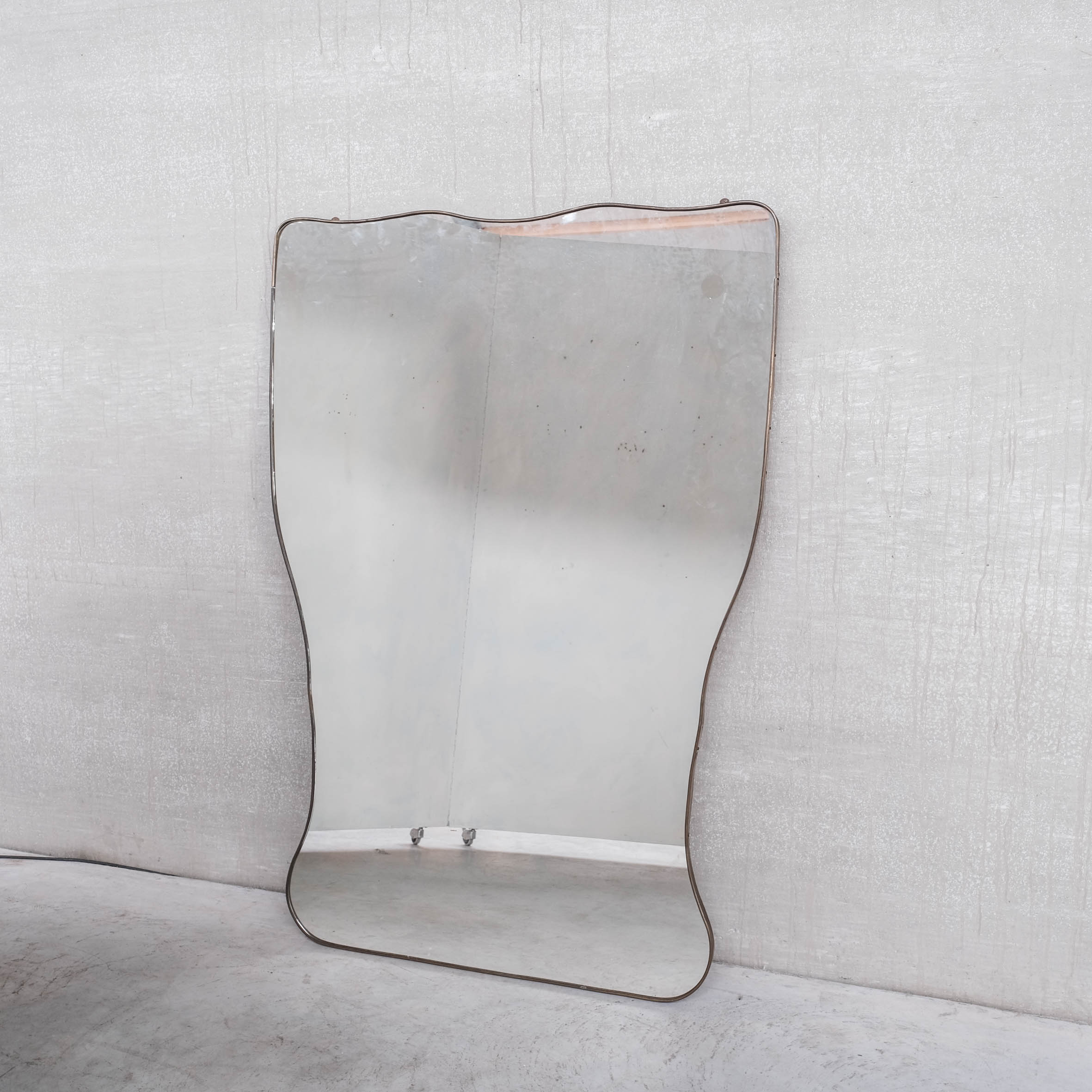 Xl mid-century brass italian mirror