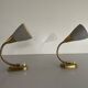 Pair of grey metal and brass wall lights, 1960s, Germany