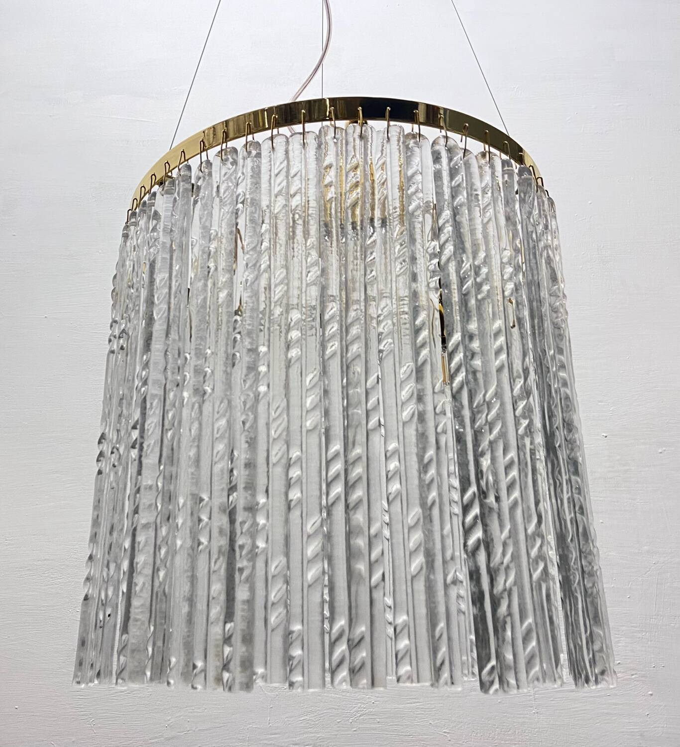 Murano Glass Rod Brass Light Pendant 1980’s