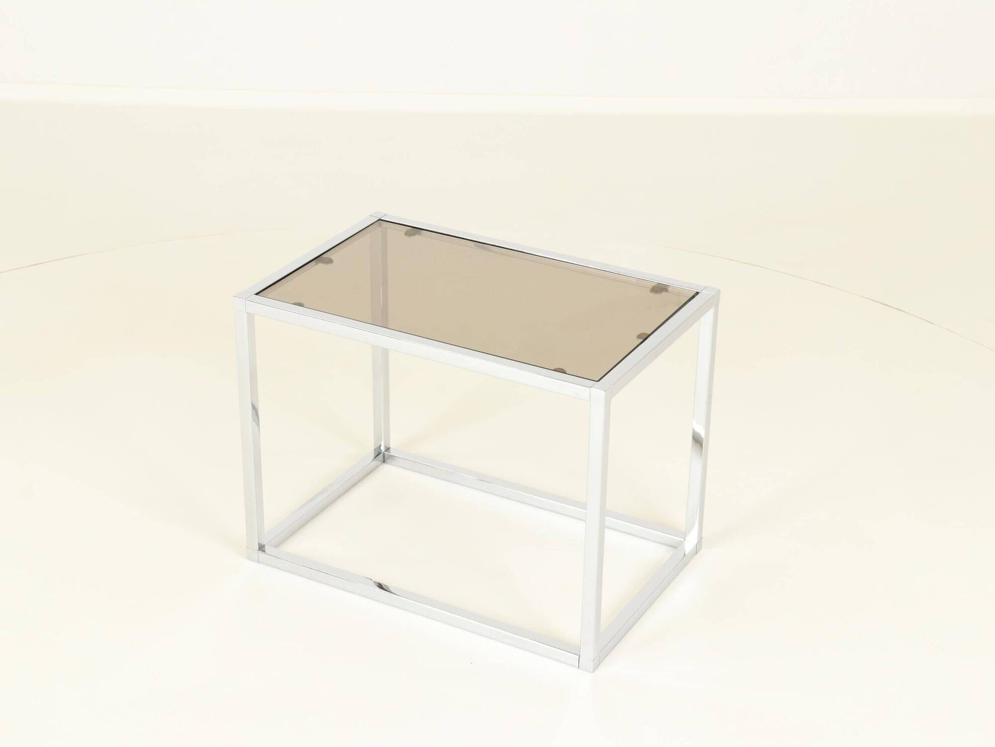 Coffee or Side Table in Chroom & Smoked Glass by Belgo Chrom, Belgium,1970s