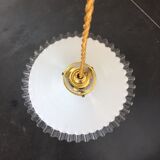 Pair of white opaline hanging lamps with toothed edges