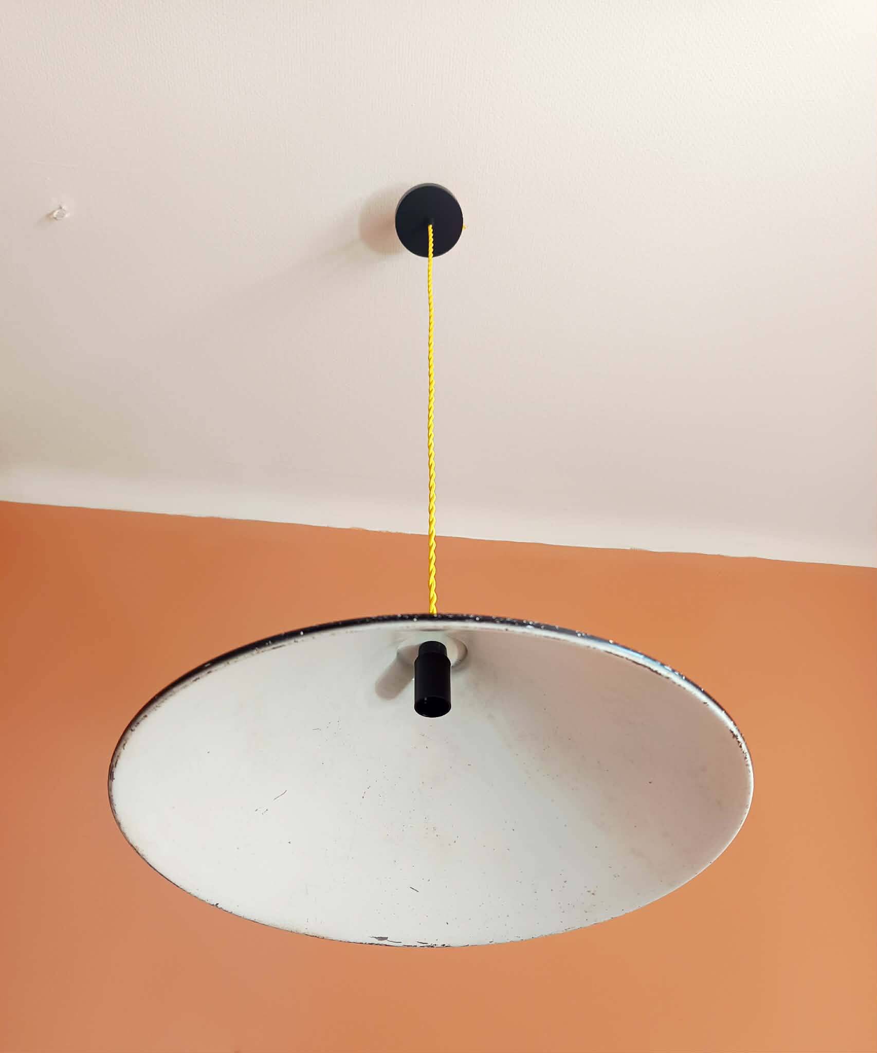 Large vintage industrial sheet metal pendant light 39 cm