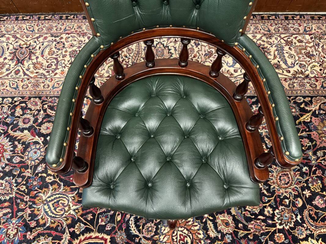 English Chesterfield Desk Chair Green