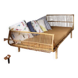 Banquette lit rotin vintage