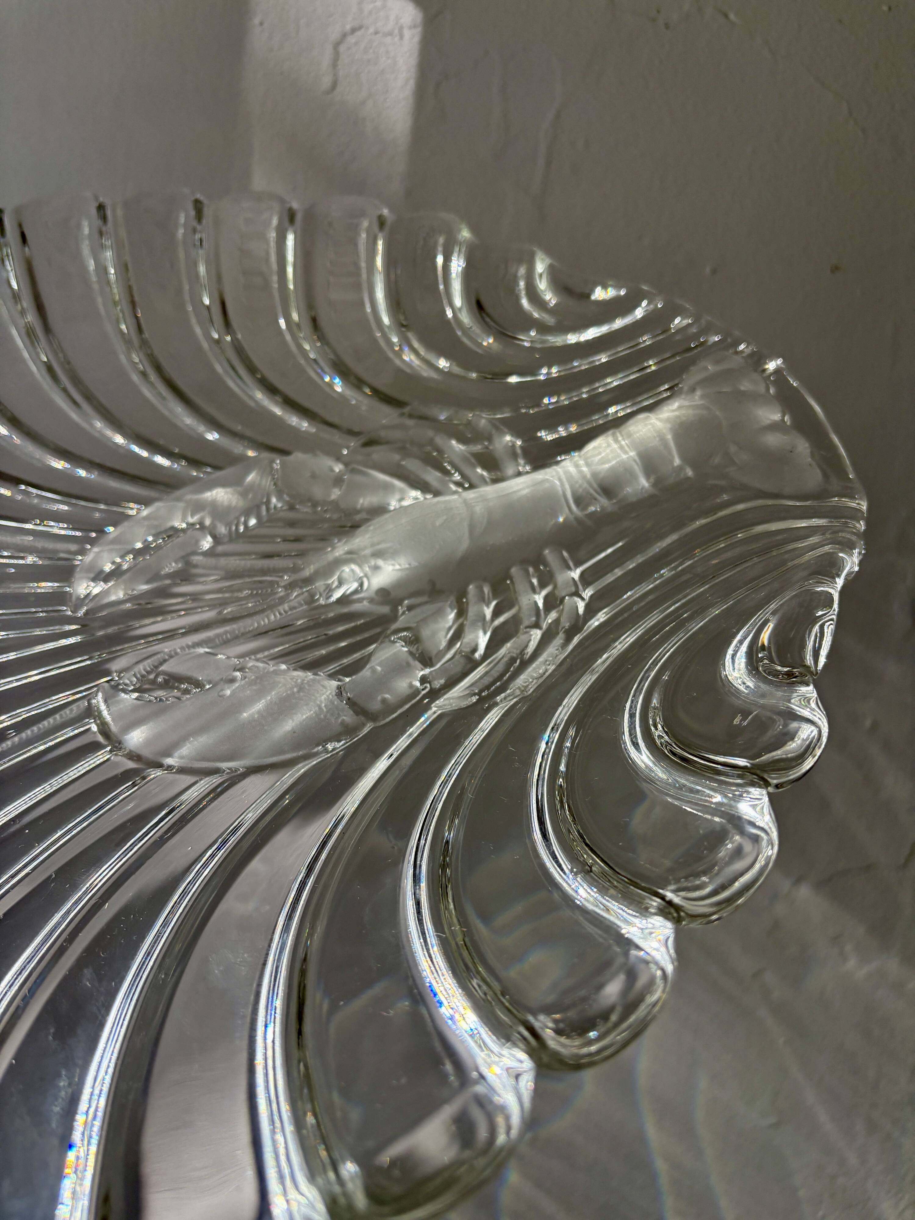Vintage thick glass dish with lobster decorations