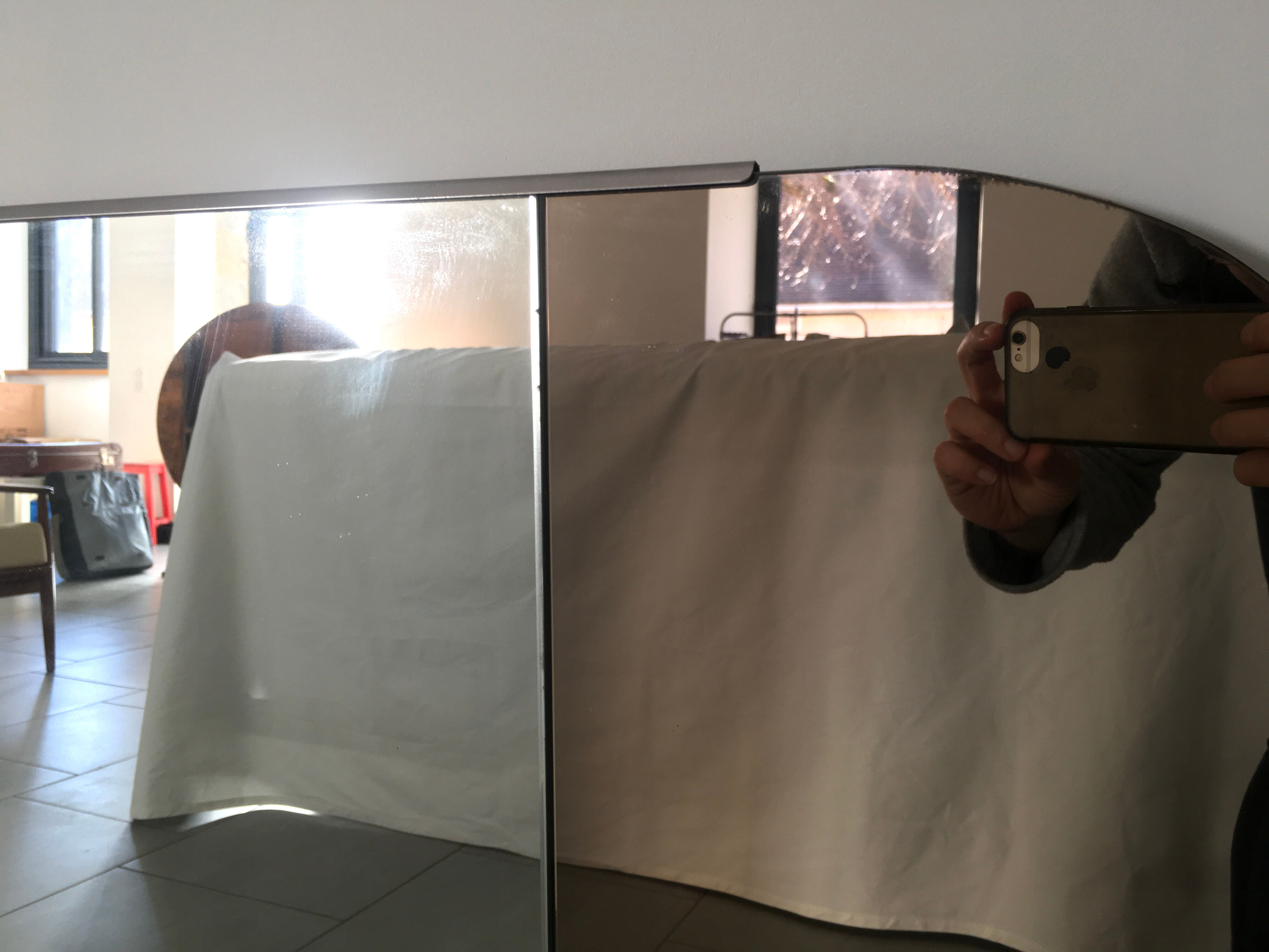 Triptych mirror in smoked glass 140x80cm