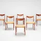 Arne Wahl Iversen set of six teak dining chairs Glyngore Denmark 1960