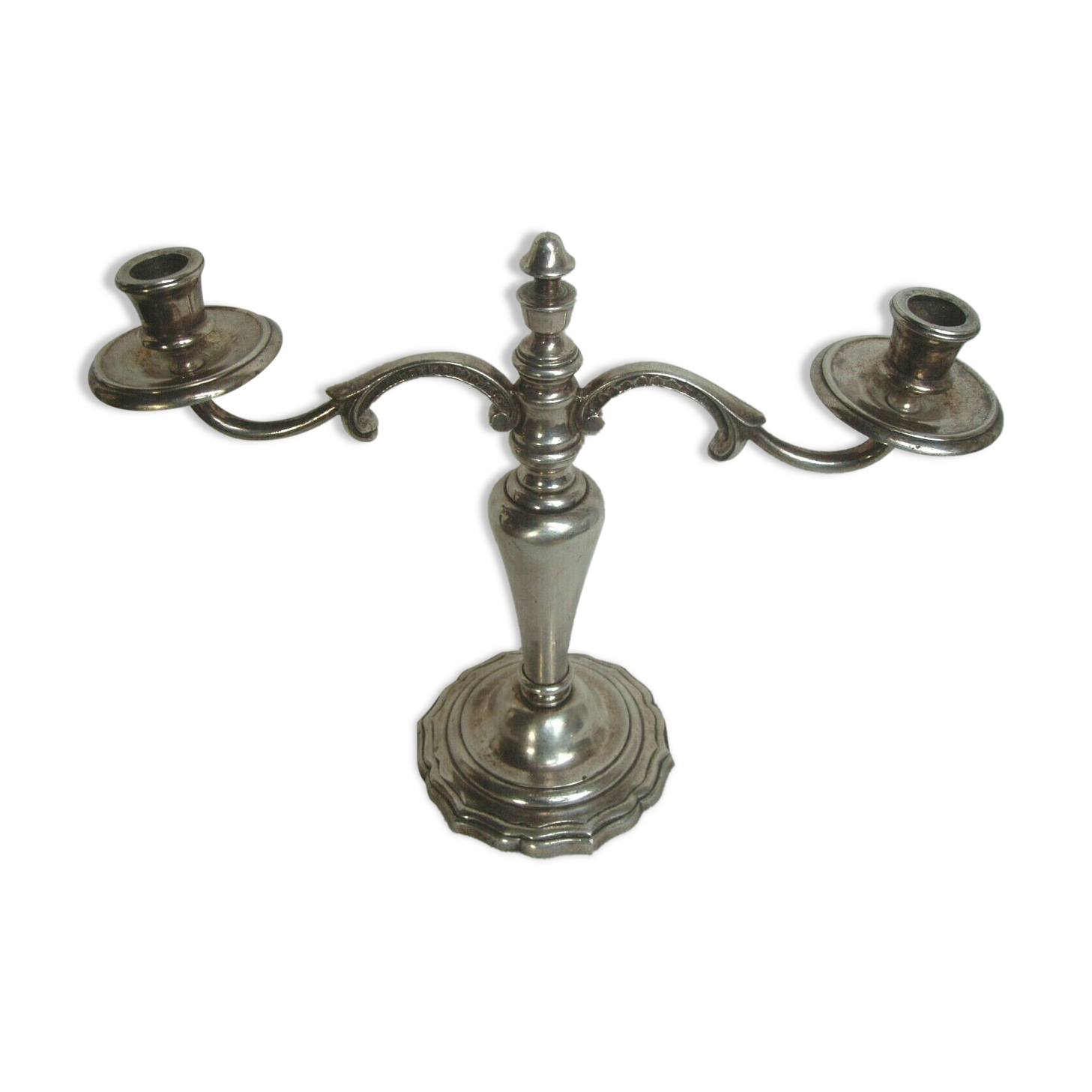 Candle holder 2 english branches in silver metal early twentieth century