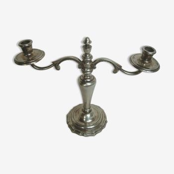 Candle holder 2 english branches in silver metal early twentieth century