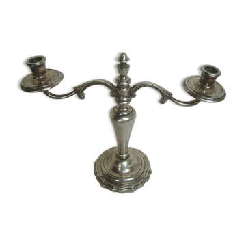 Two-branch silver-plated candle holder from the early twentieth century.