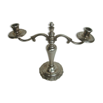 Candle holder 2 english branches in silver metal early twentieth century