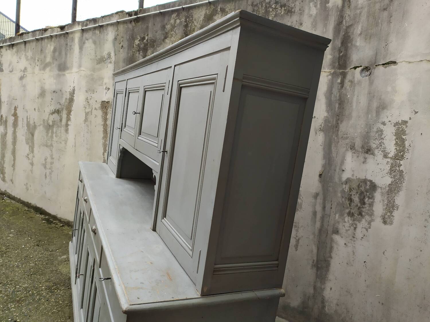 Gray patinated kitchen cabinet
