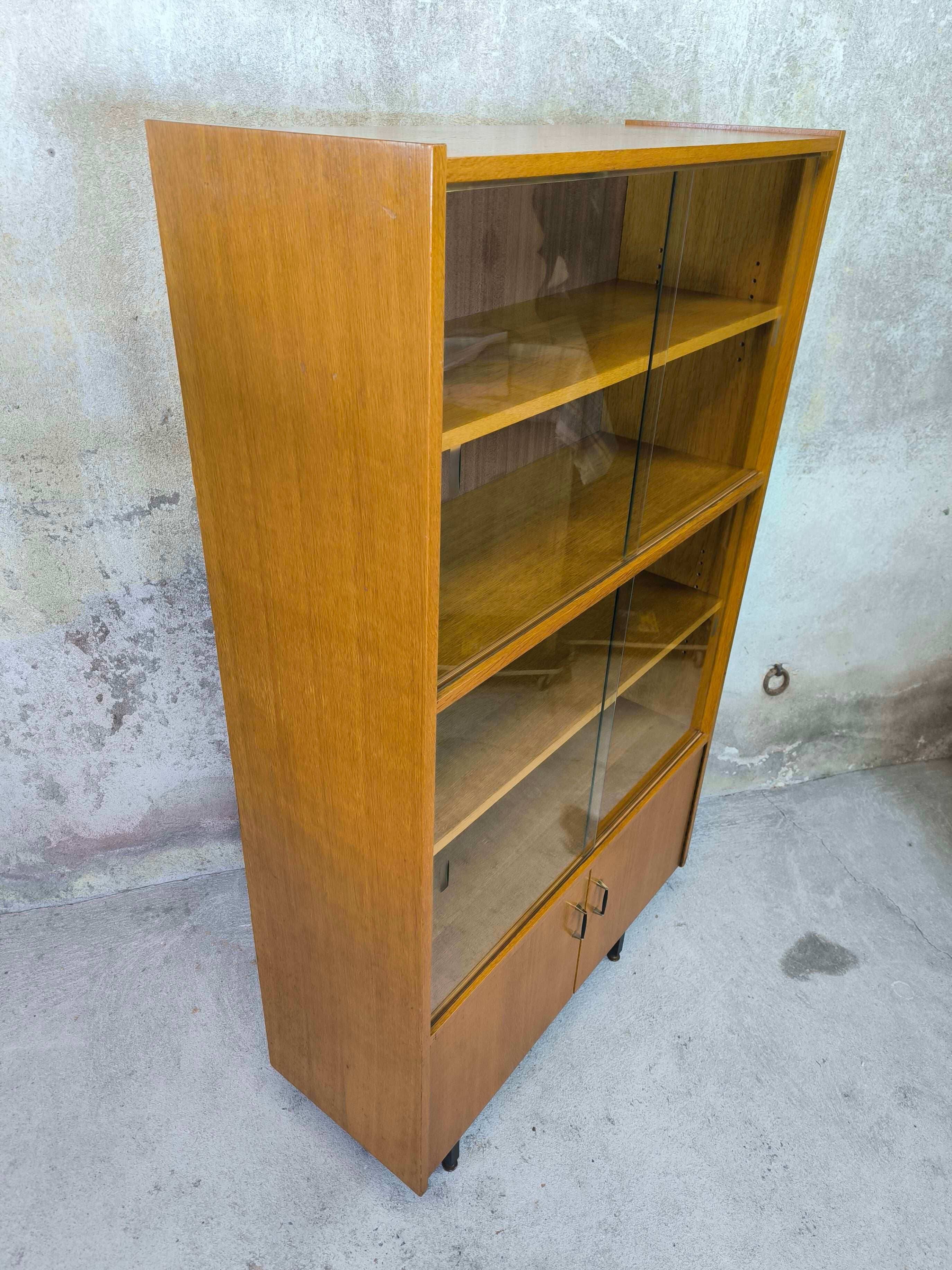 Vintage modernist display cabinet in wood