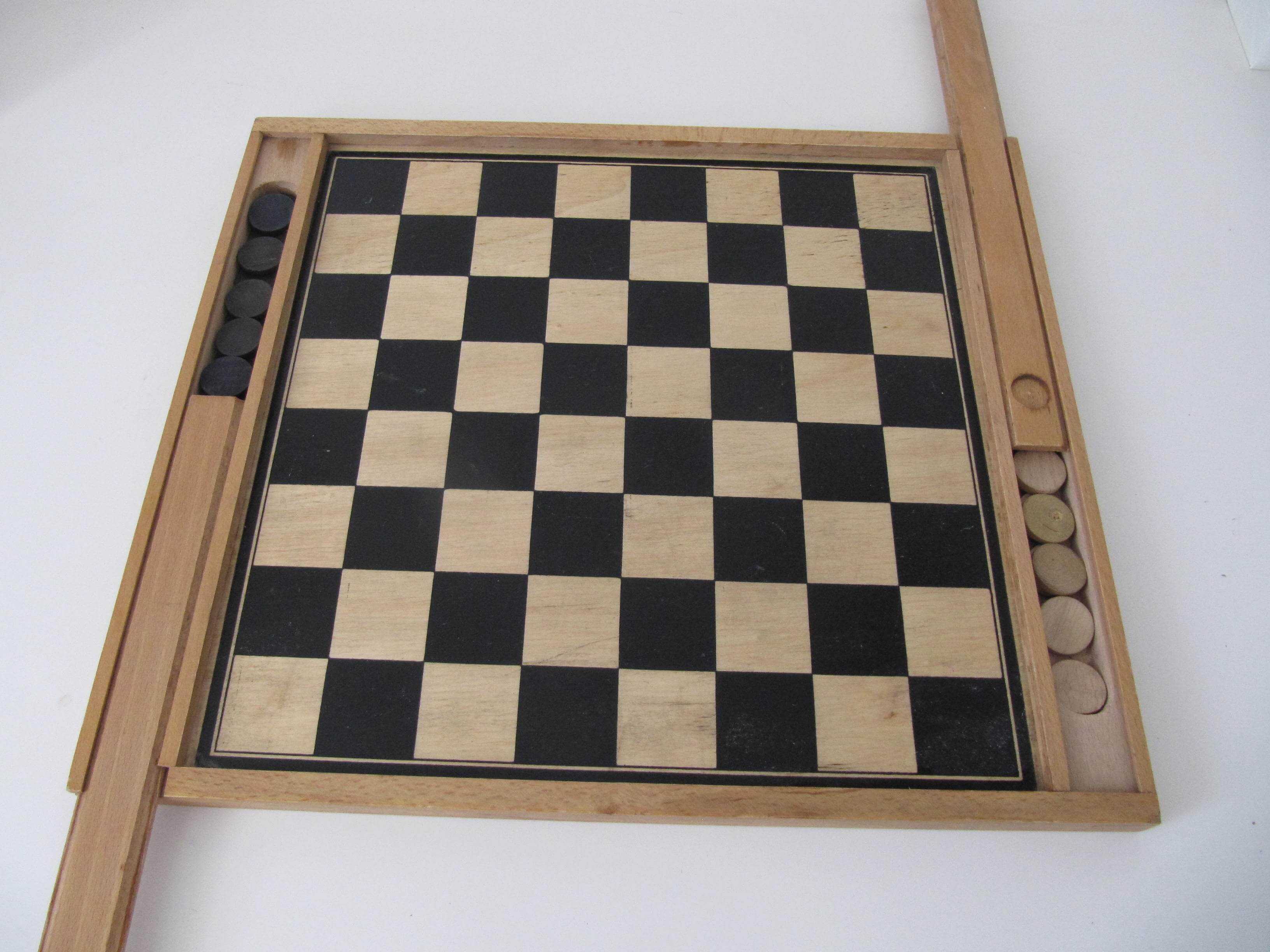 Old wooden checkers game