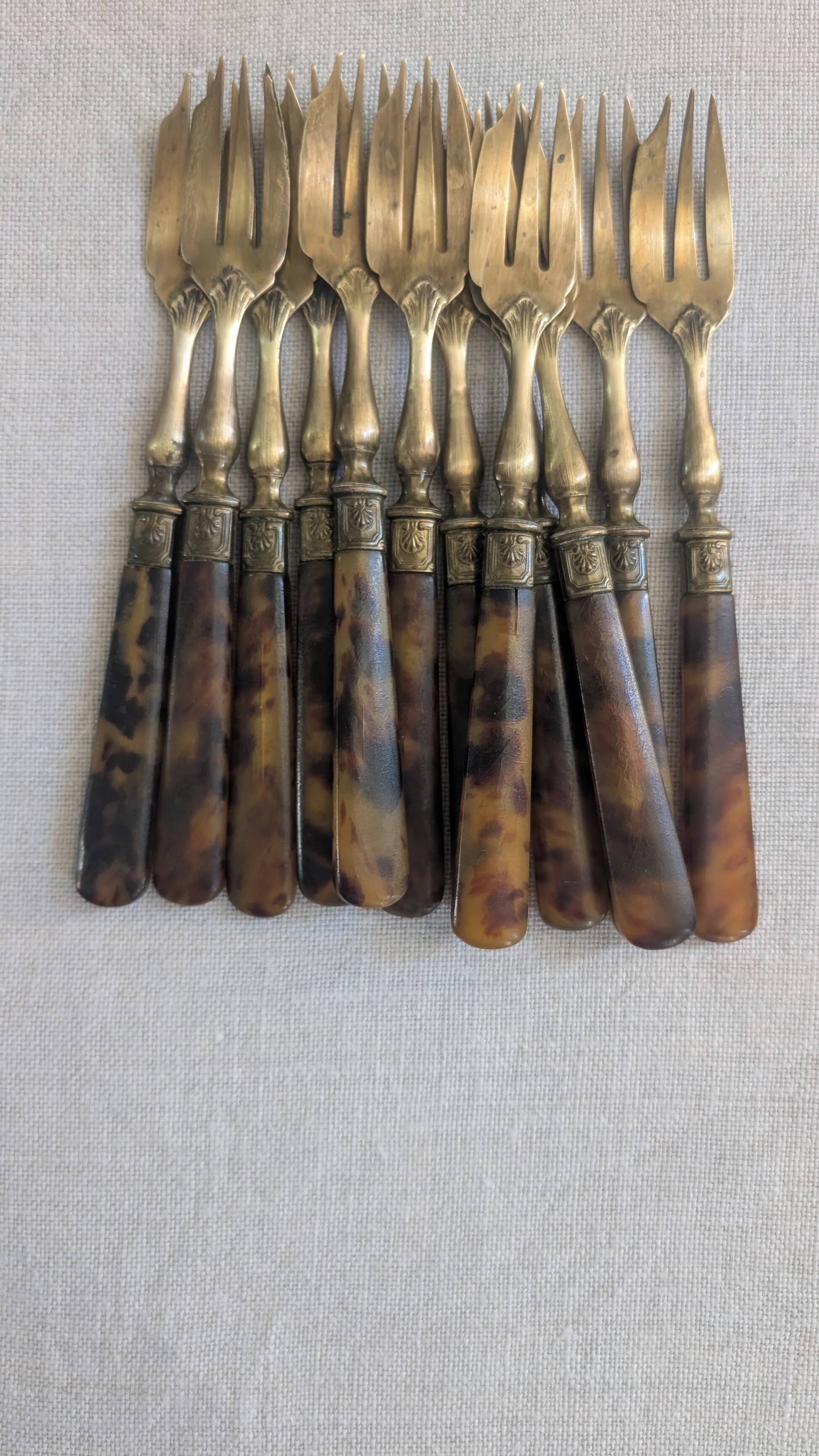 Set of 12 antique cake forks