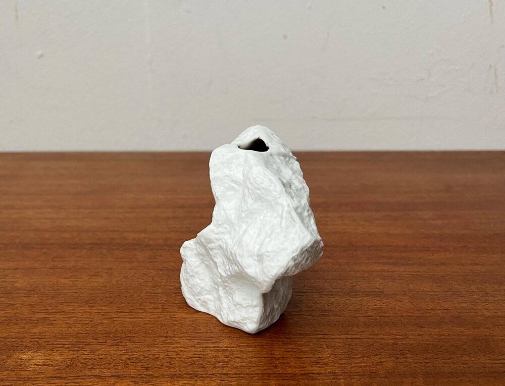 Vintage white porcelain rock vase from KPM Royal Porcelain, 1970s.