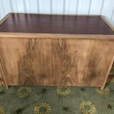 Art Deco administrative desk with walnut solid wood panels, restored.