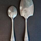 Silver-plated metal serving spoon and French fry shovel signed "Wiskmann"