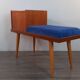 Bench Norwegian Phone Teak and blue fabric, Vintage Scandinavian 1970s