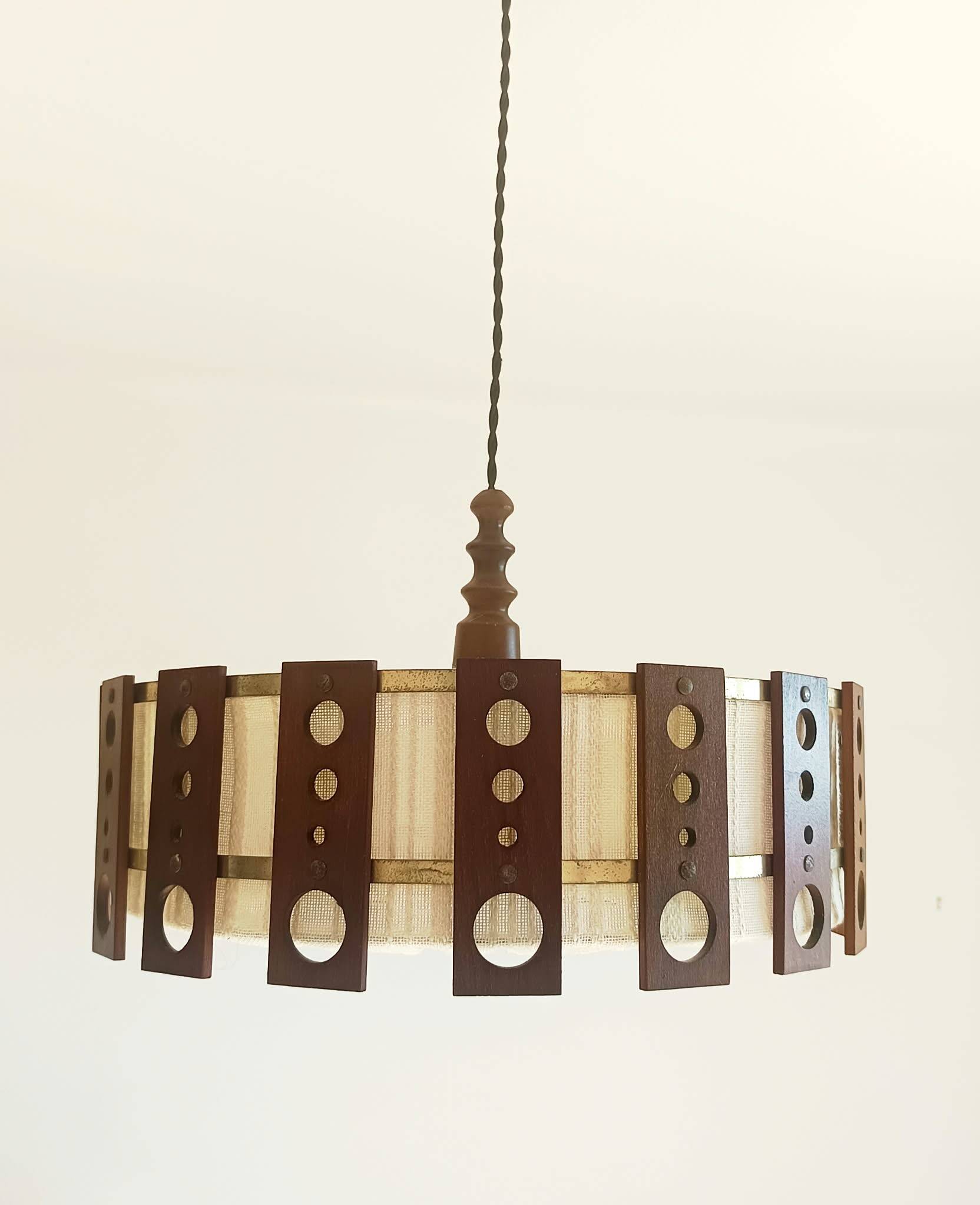 Suspension scandinave teck et tissu vers 1960