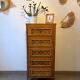 Vintage oak and rattan chest of drawers