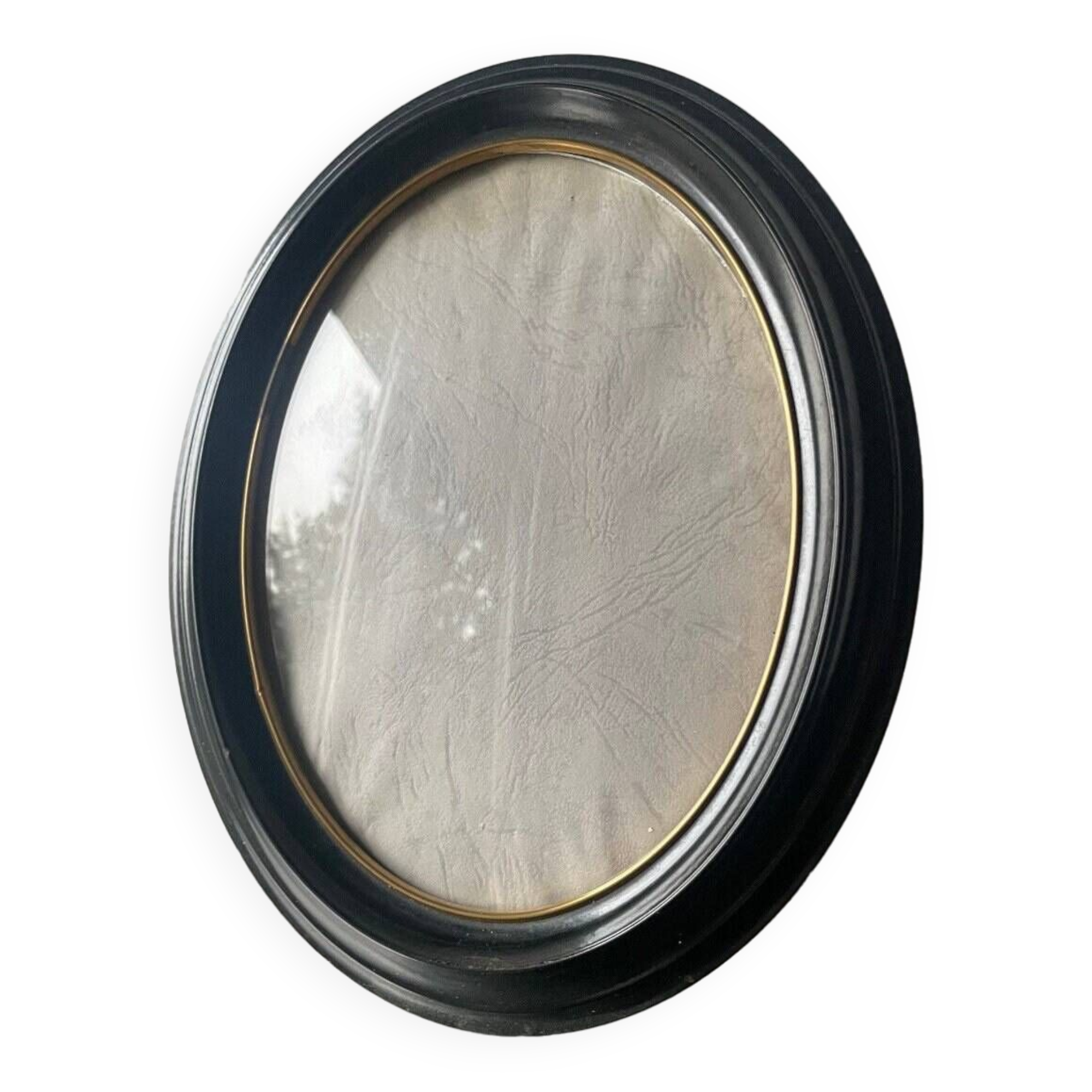 Large Vintage Oval  Bakelite Black Frame with Convex glass 23.5 cm x 18.5 cm