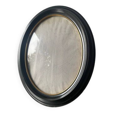 Large Vintage Oval  Bakelite Black Frame with Convex glass 23.5 cm x 18.5 cm