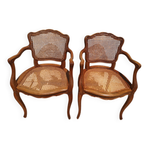 lot de 2 fauteuils canes - style louis