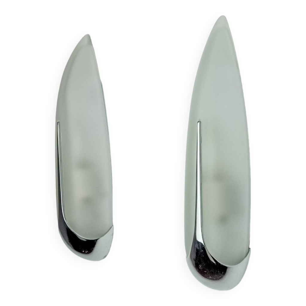 Paire De Clips Carrés En Métal Argenté - Style Années 80/90, Occasion, Sans Marque