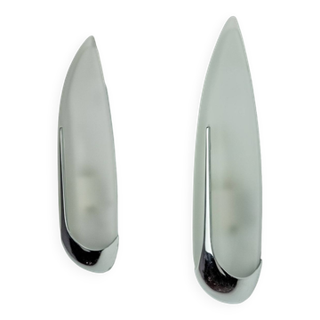 Pair of "epis" wall lights by idearte, smoked glass and silver metal, Spain, 1980