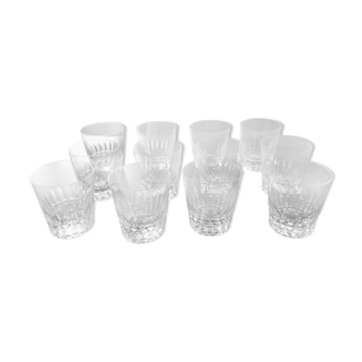 Lot de 12 verres à whisky en cristal Baccarat modèle Picadilly