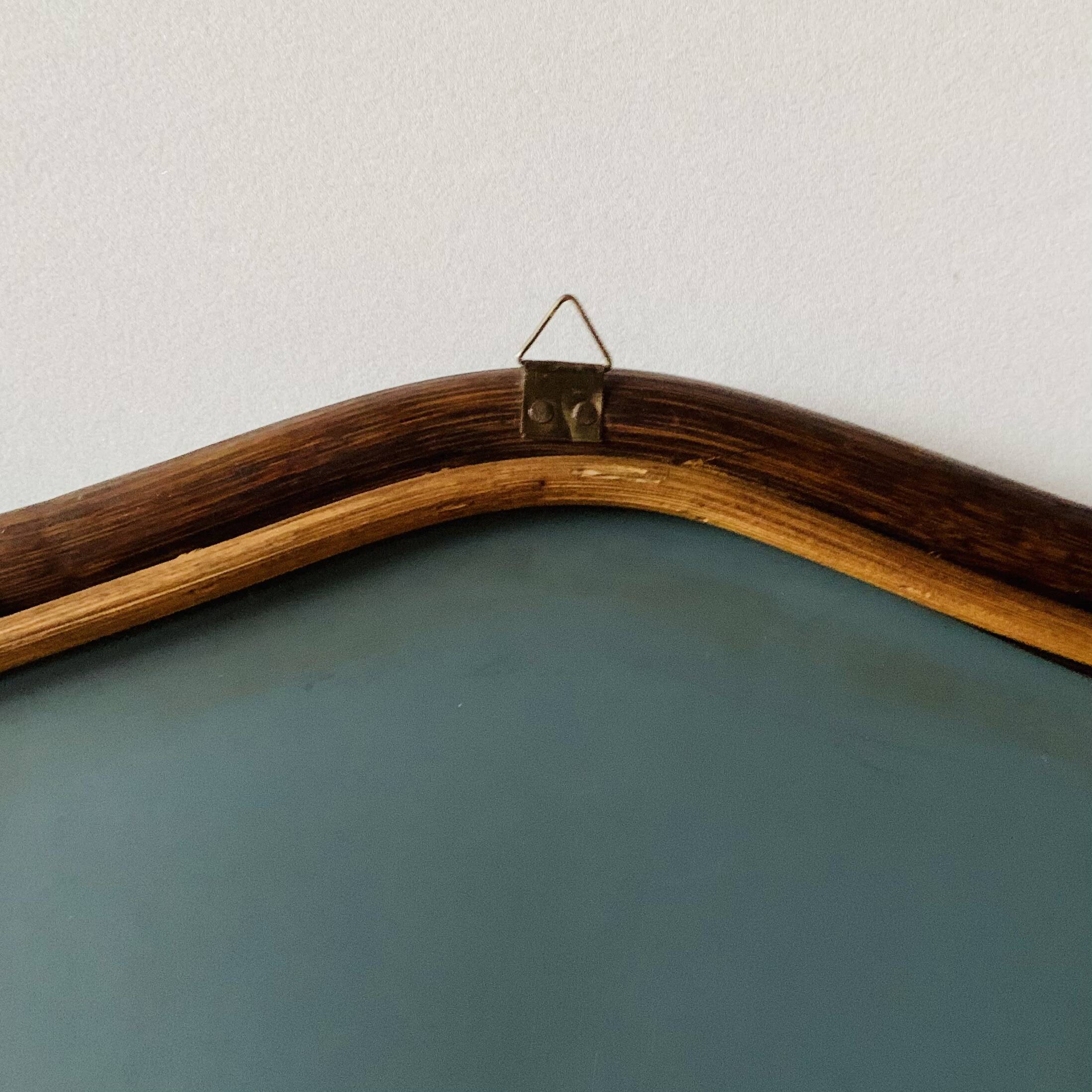 Vintage trapezoidal bamboo mirror