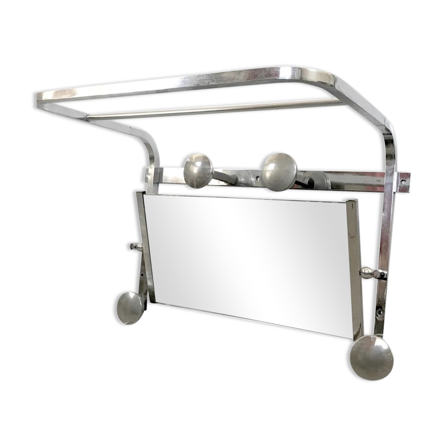 Art deco - coat rack and hat with oxidized mirror