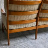 Canapé 3 places Mid-Century Design Scandinave Teck et Tissu