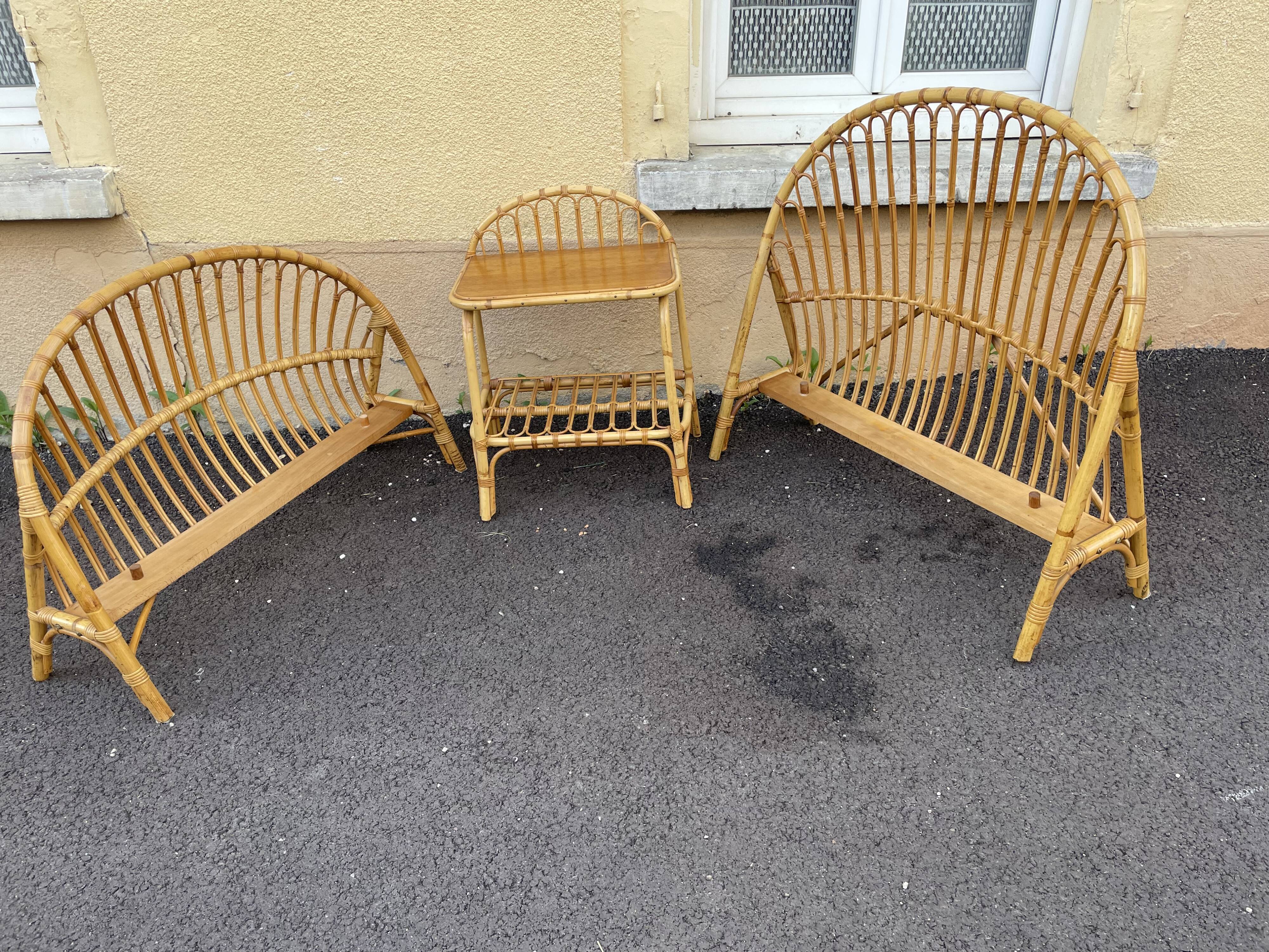 Rattan basket bed & bedside