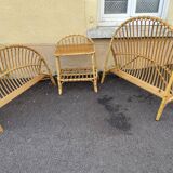 Rattan basket bed & bedside