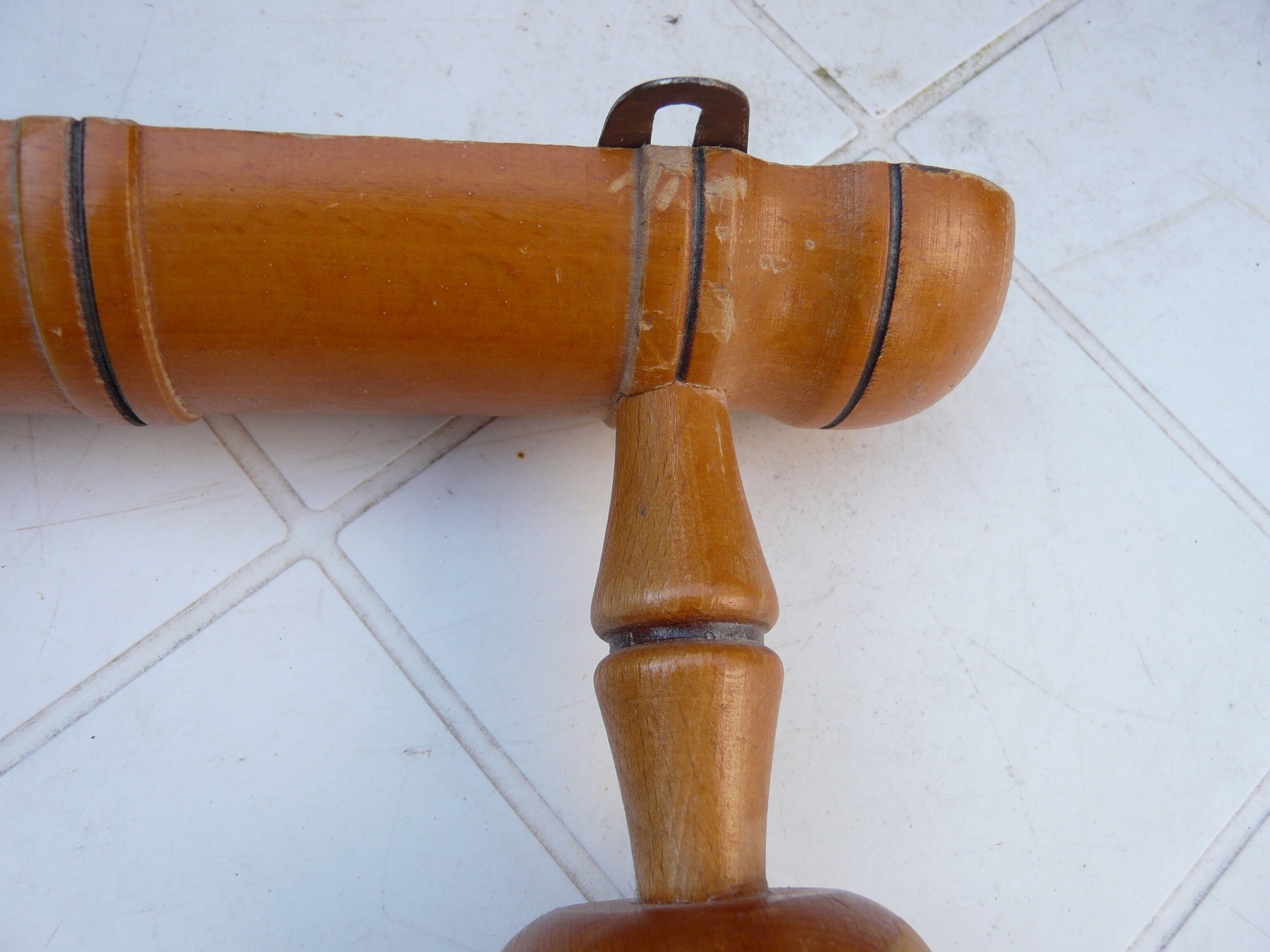 Wooden coat rack bamboo style 40s, 2 hooks