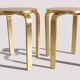 1990s IKEA Frosta Stools in the Style of Alvar Aalto, Gold Leaf Covered
