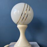 Lampe de table Space Age en verre opalin blanc