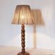 Turned wood lamp and jute lampshade