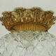 Midcentury ceiling light massive belgium textured glass gold-plated alu 70s