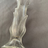 glass vase with carved leaf decoration