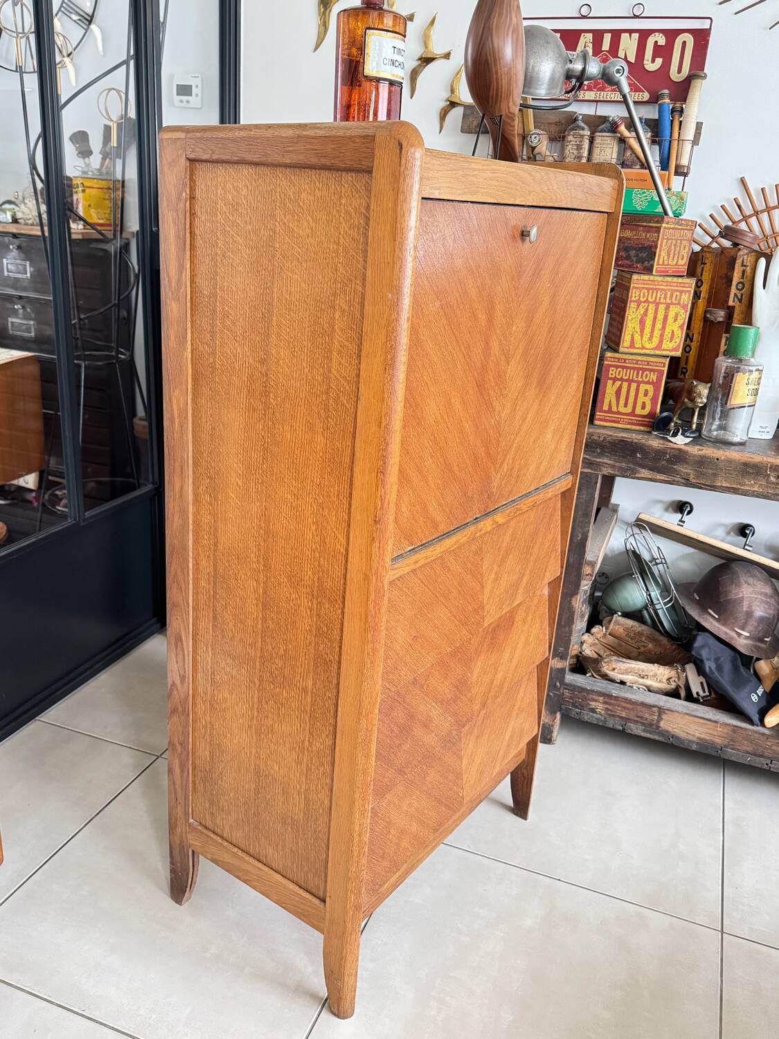 Vintage wooden secretary desk from the 50s