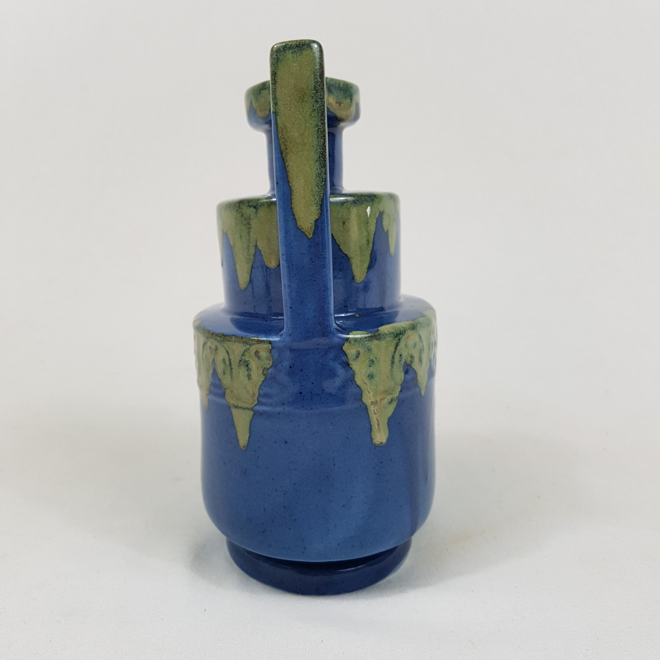 Vase à anse céramique bleue et verte